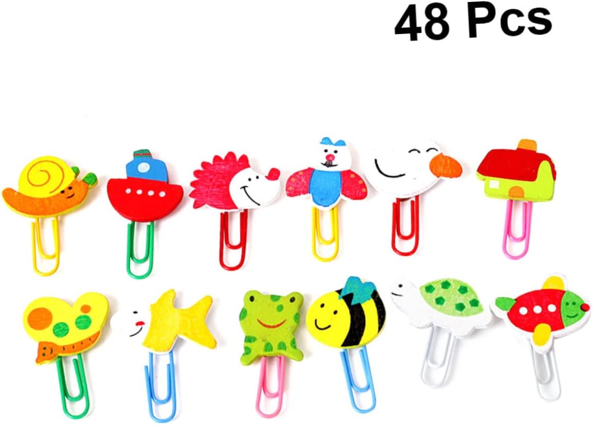 MAGICLULU 48 marcadores de animales lindos mini clips de papel de rana clips de carpeta clips de clip de papel clips para papel de dibujos animados