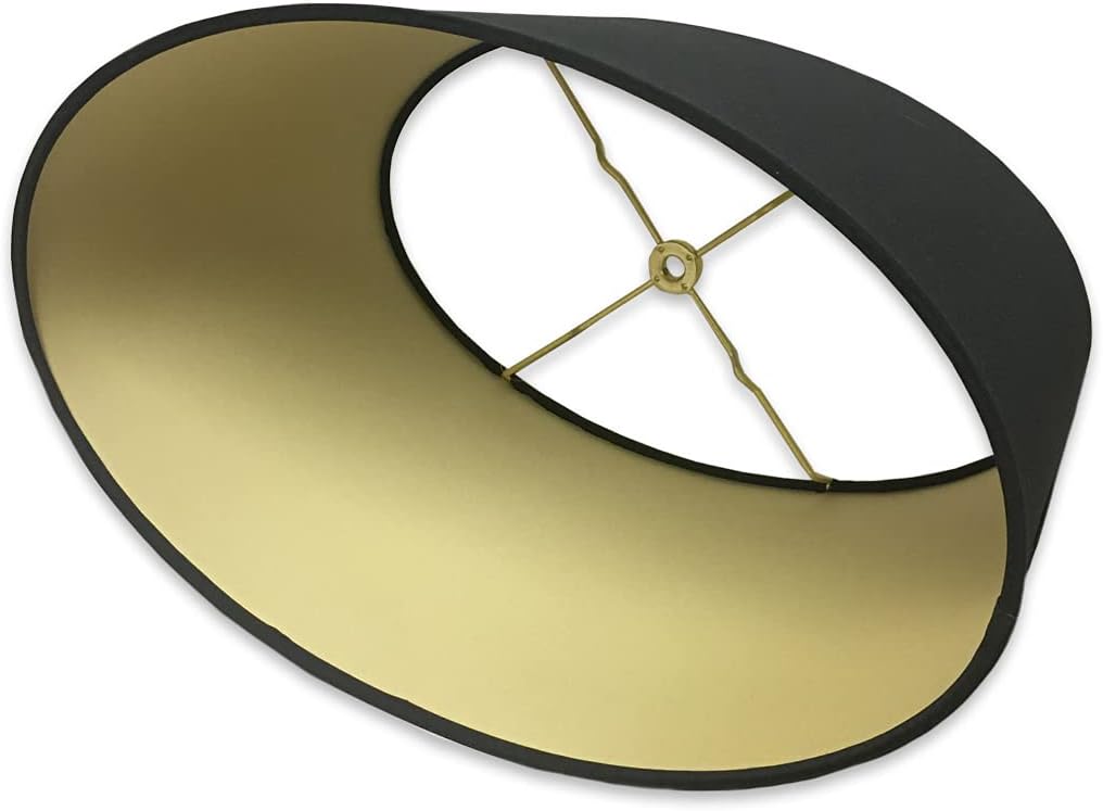 Royal Designs, Inc. Pantalla de lámpara ovalada poco profunda, HB-611-16BLKGL, negrodorado, (14 x 8.5) x (16 x 10.5) x 9
