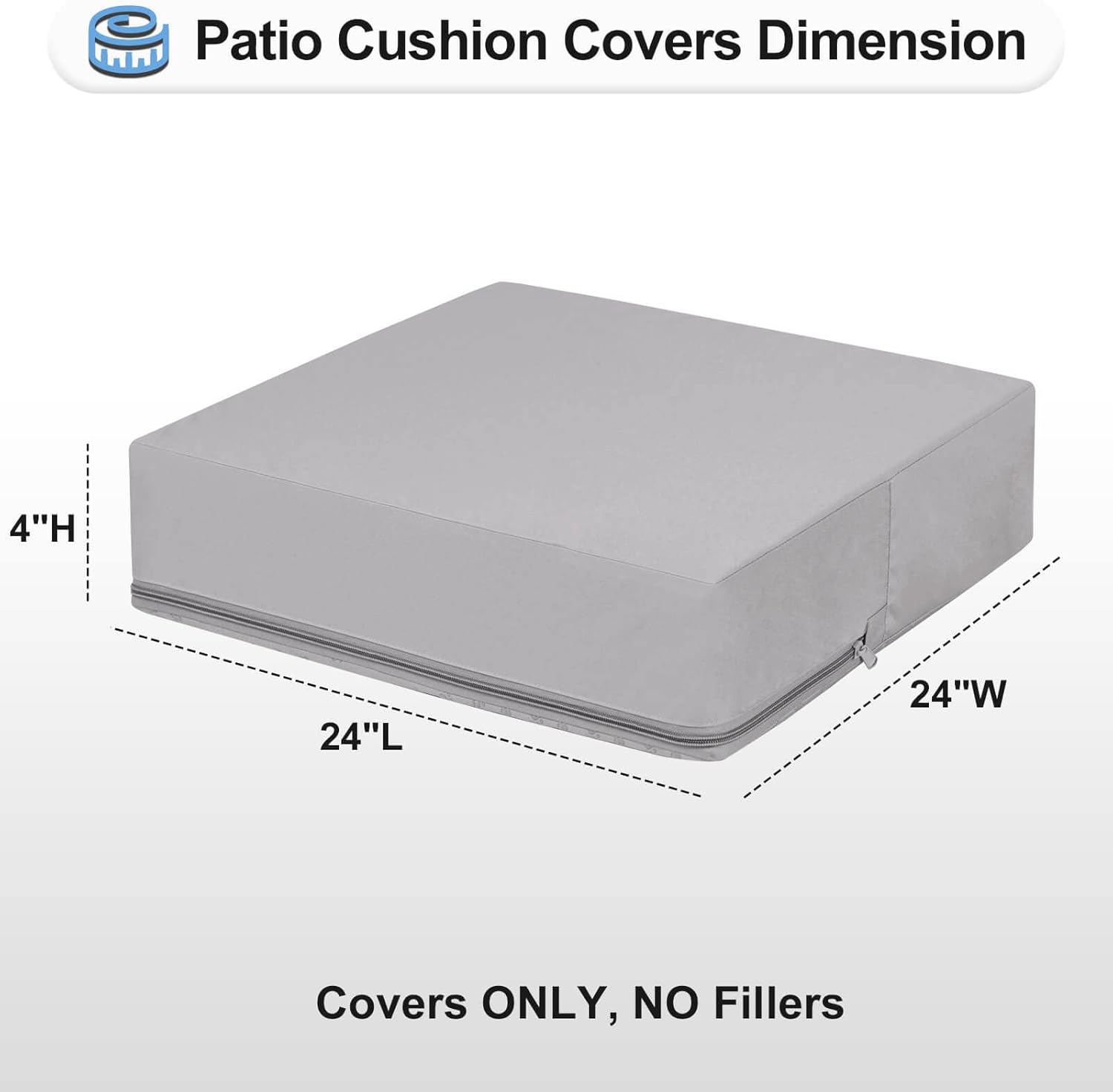 OutdoorLines Fundas de cojín de repuesto para asiento de patio, funda de cojín impermeable para muebles de exterior, funda de cojín antideslizante