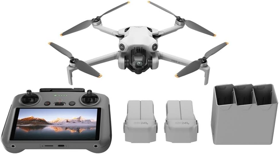 Mini 4 Pro Drone Fly More Combo, paquete con soporte de cordón, 2 tarjetas de memoria de 128 GB y plan de 2 años DJI Care Refresh, bandeja de