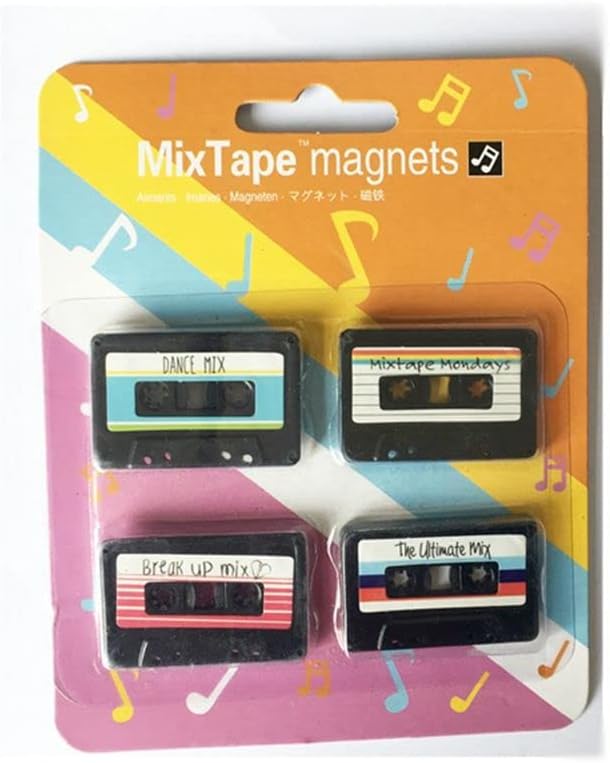 Juego de 4 imanes decorativos para nevera, disco de casete retro, disco de nevera, regalos de recuerdo, decoración de calcomanías magnéticas para