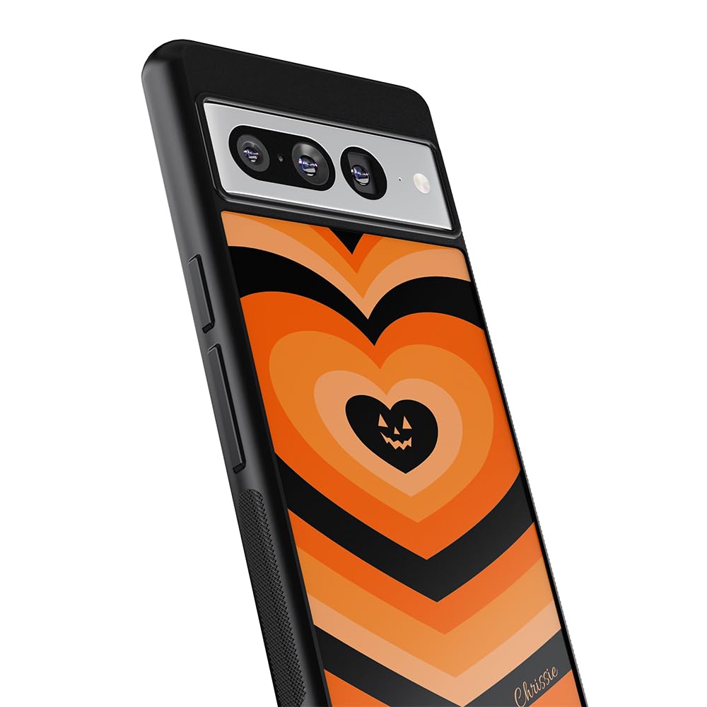 Halloween Hearts Personalized Black Rubber Phone Case Compatible With Google Pixel 8 Pro, 8, 7a, 7, 7 Pro, 6a, 6 Pro, 6, Pixel 5, 4a 5G, 4a 4G,