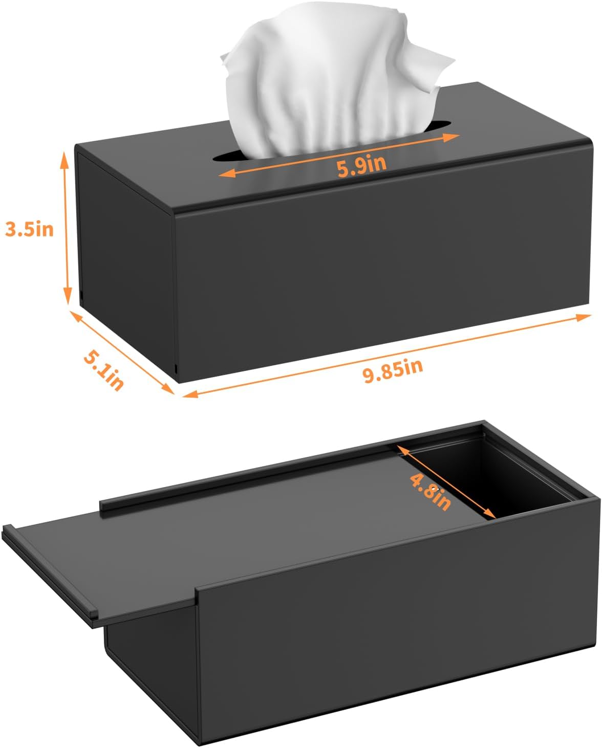 FEMELI Funda de acrílico para caja de pañuelos, dispensador rectangular para baño, cocina, dormitorio, oficina con parte inferior de bloqueo