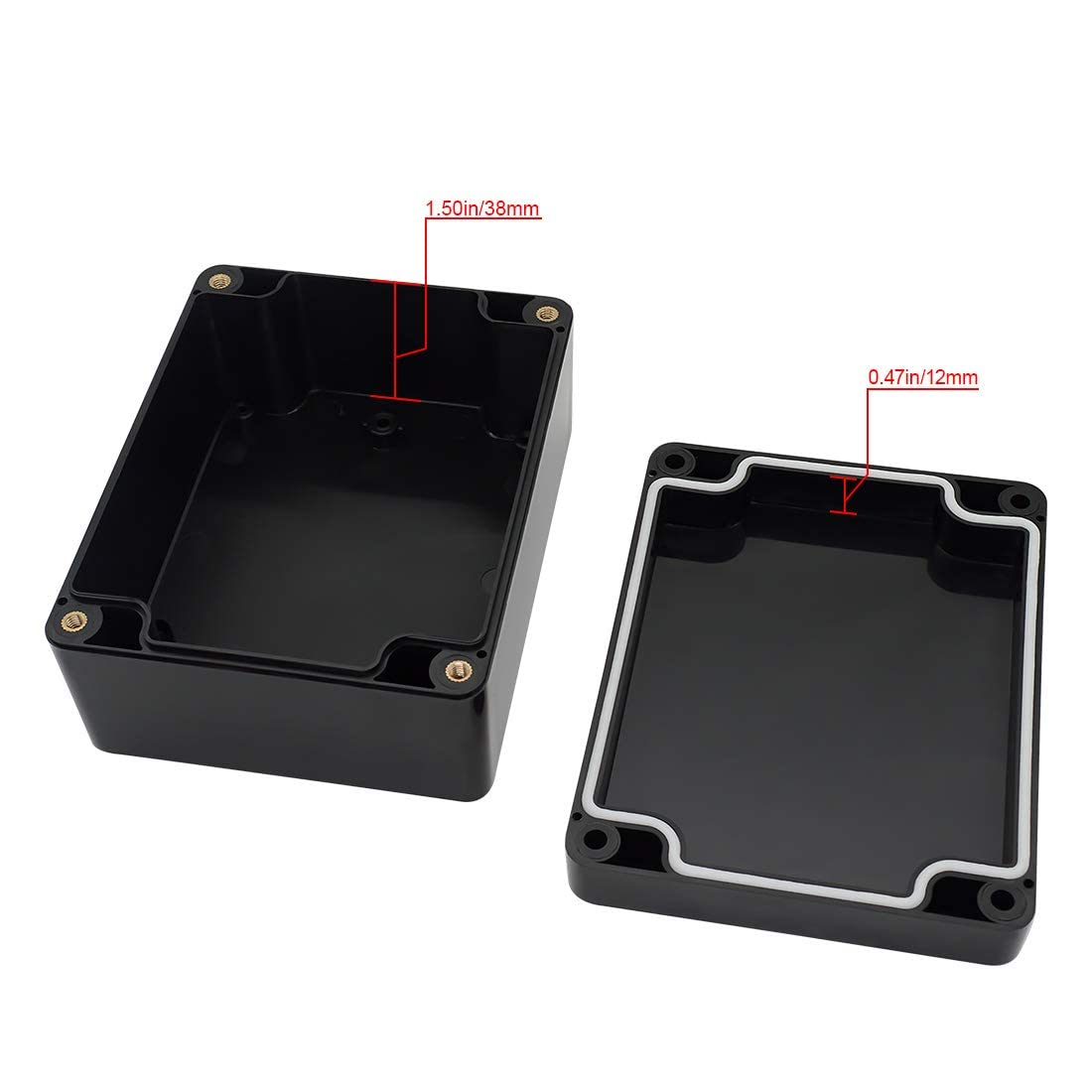 LeMotech Project Box – Caja de conexiones eléctricas de plástico ABS IP65, impermeable, a prueba de polvo, para electrónica, color negro, 4.5 x 3.5
