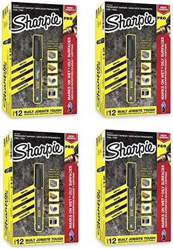 Sharpie Pro – Marcador permanente, punta fina, color negro (2017818), paquete de 4, 48 unidades