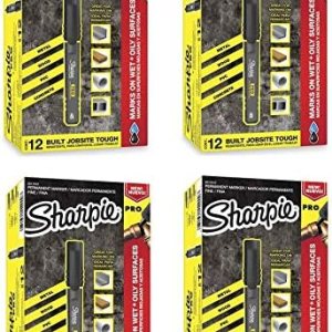 Sharpie Pro – Marcador permanente, punta fina, color negro (2017818), paquete de 4, 48 unidades Sharpie Pro – Marcador permanente, punta fina, color negro (2017818), paquete de 4, 48 unidades