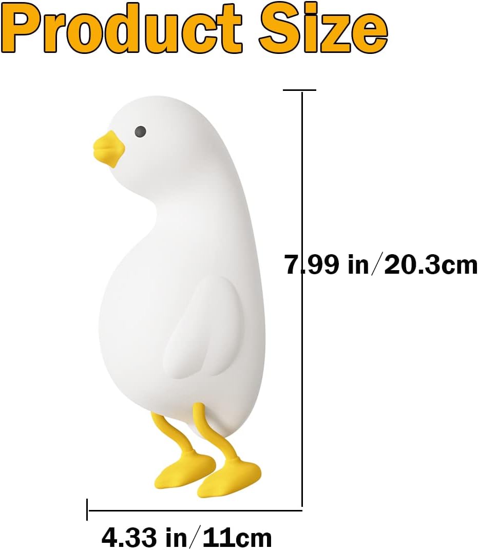 Luz nocturna para niños, bonita luz de pato plano y blando, lámpara de silicona con animales Kawaii para niños y niñas, luz nocturna LED para
