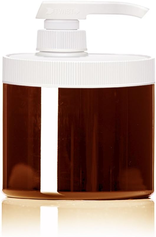 Tarro de bomba de aceite de masajelocióncrema vacío transparente de 16 oz con tapa de giro de bloqueo – ámbar