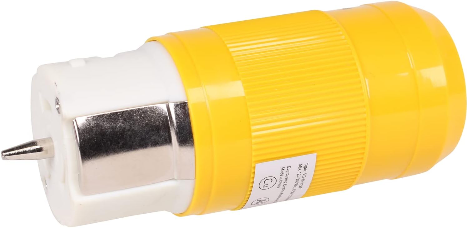 Journeyman-Pro CS6364C – Conector de cable generador de 50 amperios 125250 voltios, enchufe hembra con bloqueo giratorio, conexión a tierra de grado