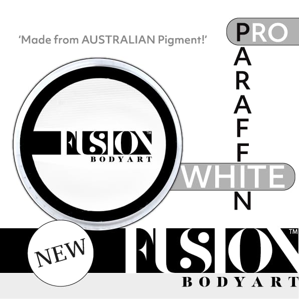 Fusion Body Art Pintura facial Pro Parafina blanca (1.26 onzas), calidad profesional activada por agua para la cara y el cuerpo, suministros de