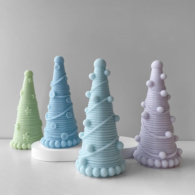 TOPYS KnittingTree – Molde de vela de lana para árbol de Navidad, molde de resina de silicona 3D para bricolaje, aromaterapia, velas, jabón, arcilla