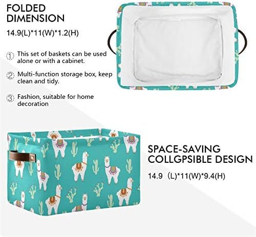 SEULIFE – Cesta de almacenamiento plegable con diseño de cactus y llamas, diseño de alpaca y animales, organizador grande y plegable, cubos de
