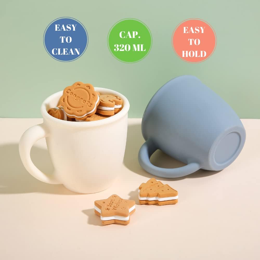 1 paquete de vasos de entrenamiento de silicona de 11 onzas para bebés y niños, taza de aprendizaje para niños pequeños con asas, sin BPA,