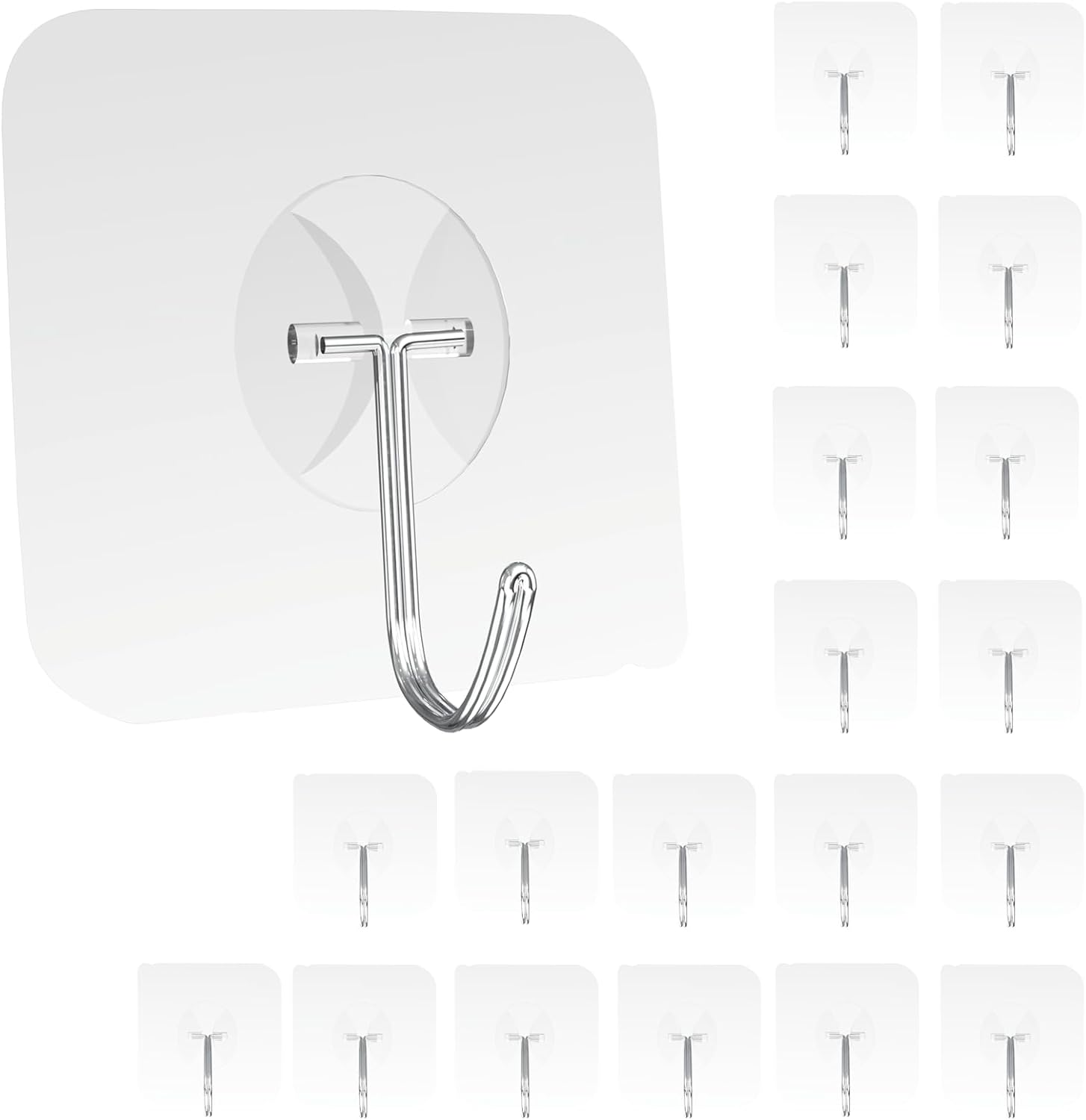 Latoxcaa Ganchos de pared adhesivos resistentes, resistentes y transparentes, soportan hasta 22 libras, impermeables y reutilizables, ideales para