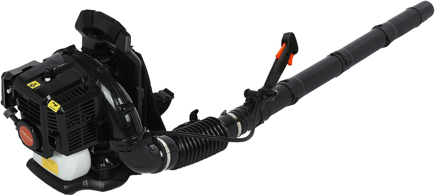 Soplador de hojas de 52CC 550CFM de un solo cilindro, refrigerado por aire, 1.7 HP, soplador de hojas de dos tiempos, ideal para remoción de nieve y