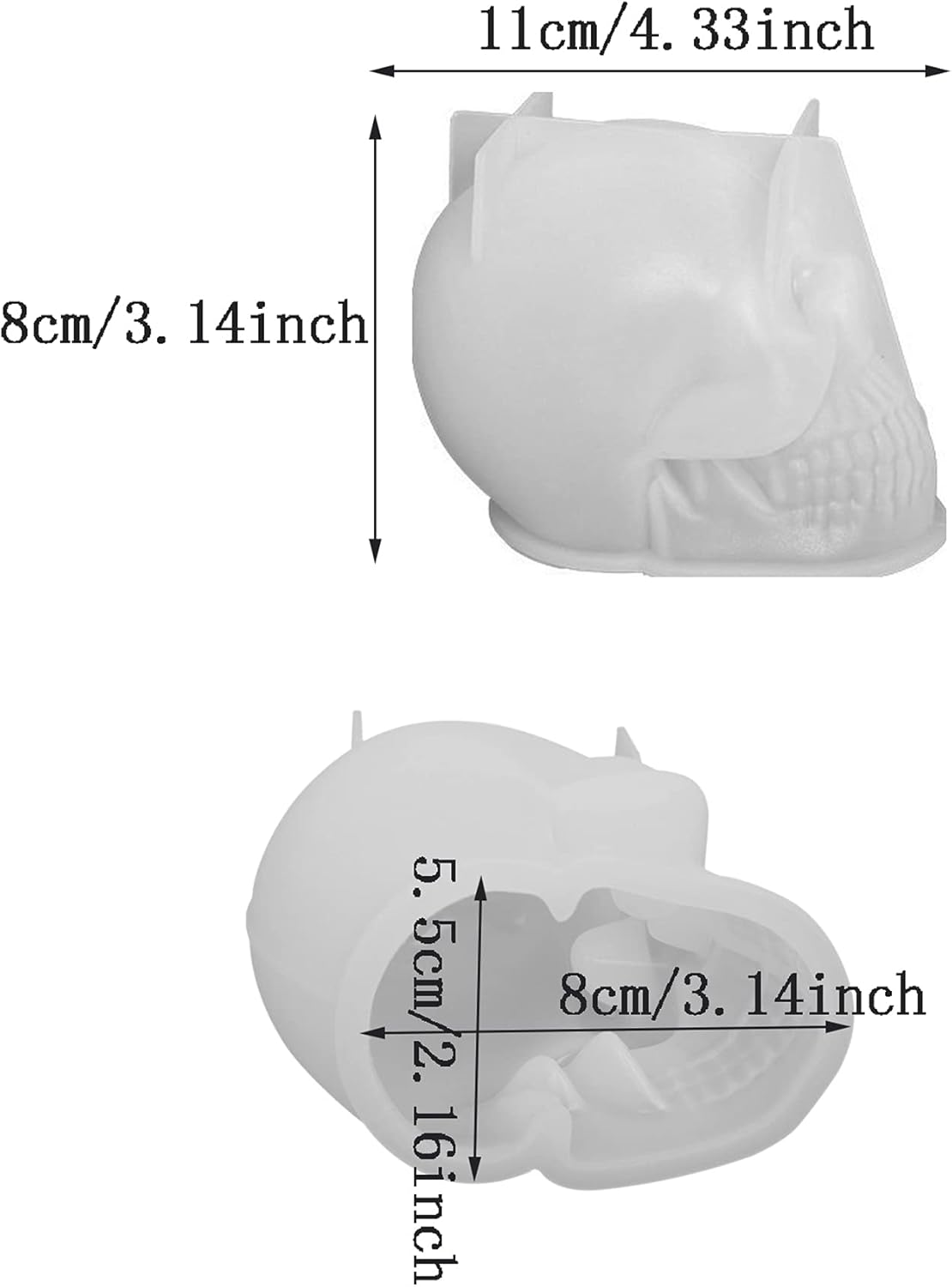 ONNPNN Molde de vela de calavera 3D, molde de silicona con forma de calavera, moldes de cera de yeso de aromaterapia de esqueleto, moldes de