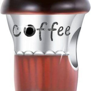 Dijes de plata para pulseras, collares, colgantes de plata de ley S925 con circonita cúbica, dijes de cuentas de café y viaje para hacer joyas, Dijes de plata para pulseras, collares, colgantes de plata de ley S925 con circonita cúbica, dijes de cuentas de café y viaje para hacer joyas,