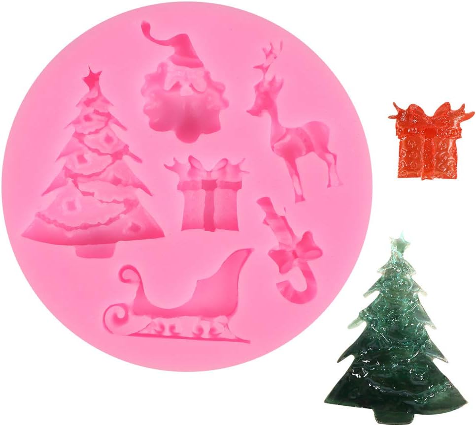 3 unids Navidad Papá Noel árbol caramelo ciervos trineo campana copo de nieve insecto gif para bricolaje pastel hornear fondant gota pegamento