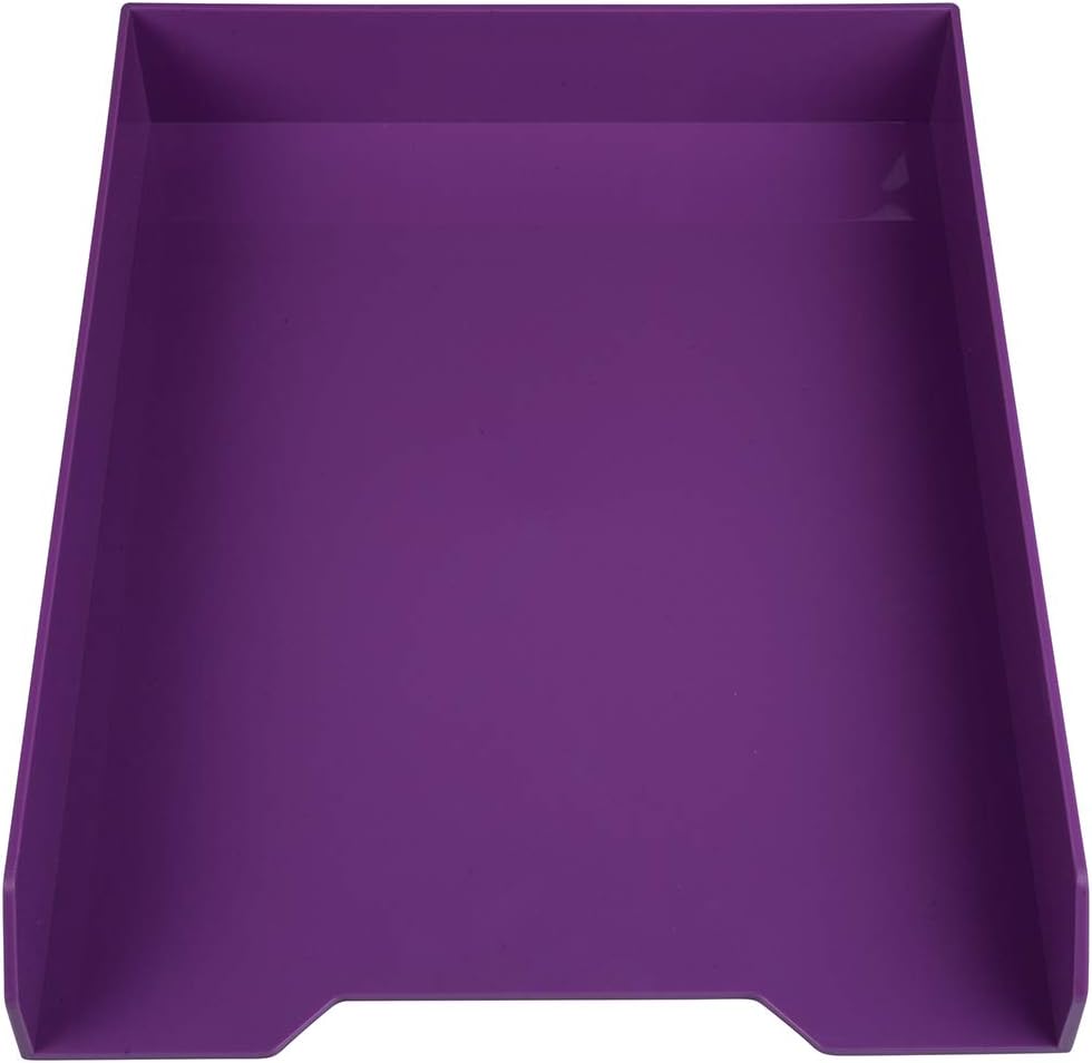 JAM PAPER Bandejas de papel apilables, color morado, bandeja organizadora de documentos de escritorio, cartas y archivos, se venden individualmente