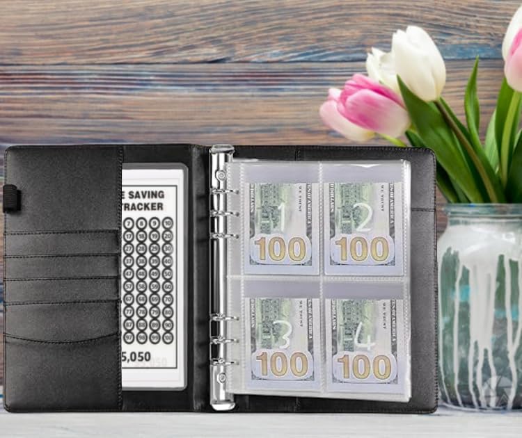 Carpeta de desafío de 100 sobres, manera fácil y divertida de ahorrar $5,050,100 sobres desafío de ahorro de dinero, libro de desafíos de ahorro con