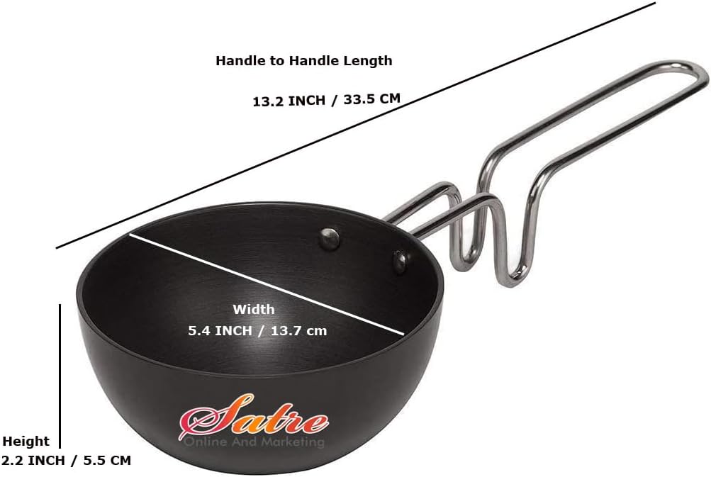 Satre Online and Marketing Aluminio Kadhai Tamaño No-12 con Hindalco Aluminio Tadka Pan Tamaño No-6 (Paquete de 2)