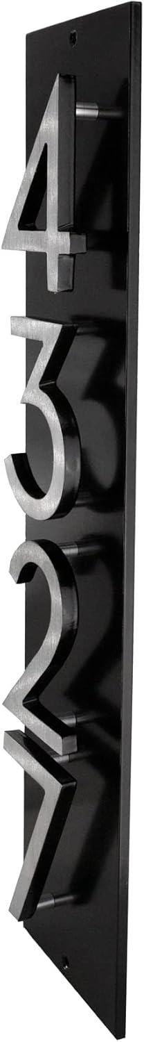 Placa de dirección vertical con número flotante personalizado de 4 pulgadas, letrero de dirección de aluminio recubierto de polvo, fácil de
