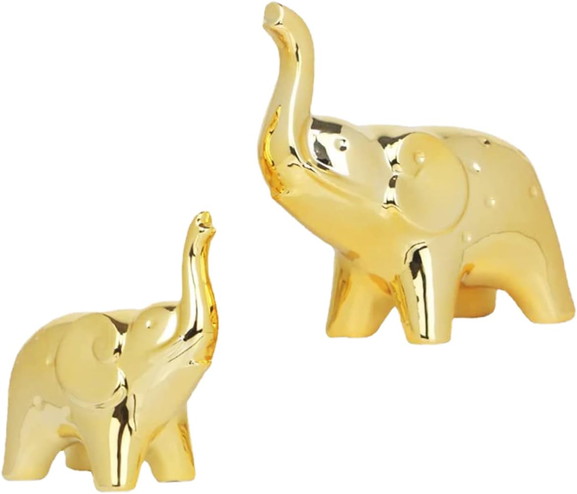 Abaodam 6 piezas de elefante bebé chapado en oro adorno elefante miniatura riqueza suerte estatua jardín elefante estatua fantasma elefante salvaje