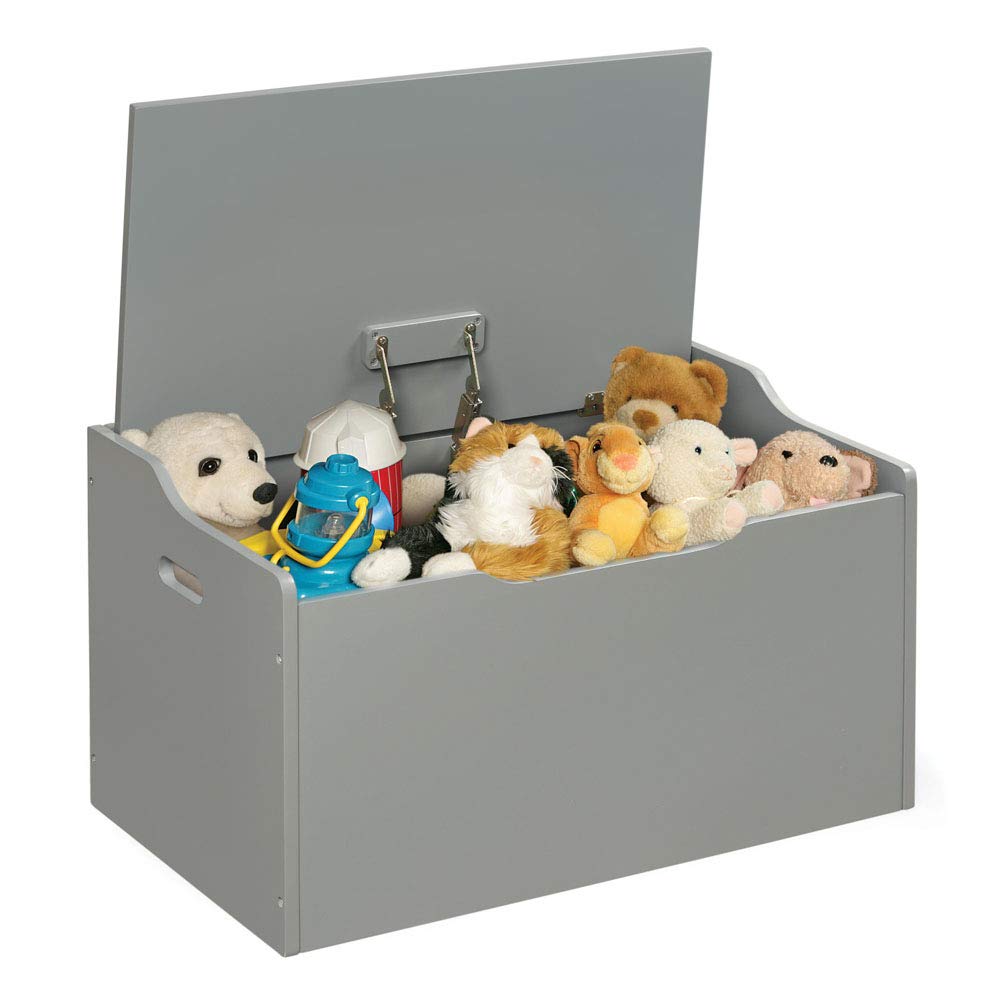 Baúl de juguetes con superficie de banca color gris por Badger Basket, Gris