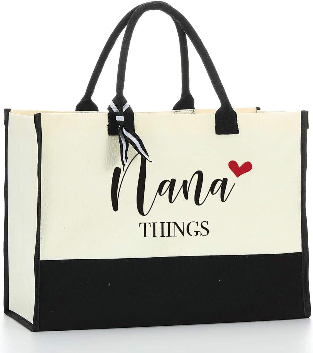 Noun – Bolsa de playa personalizada para mujer, bolsa de lona impermeable, regalos inspiradores para niñera, abuela