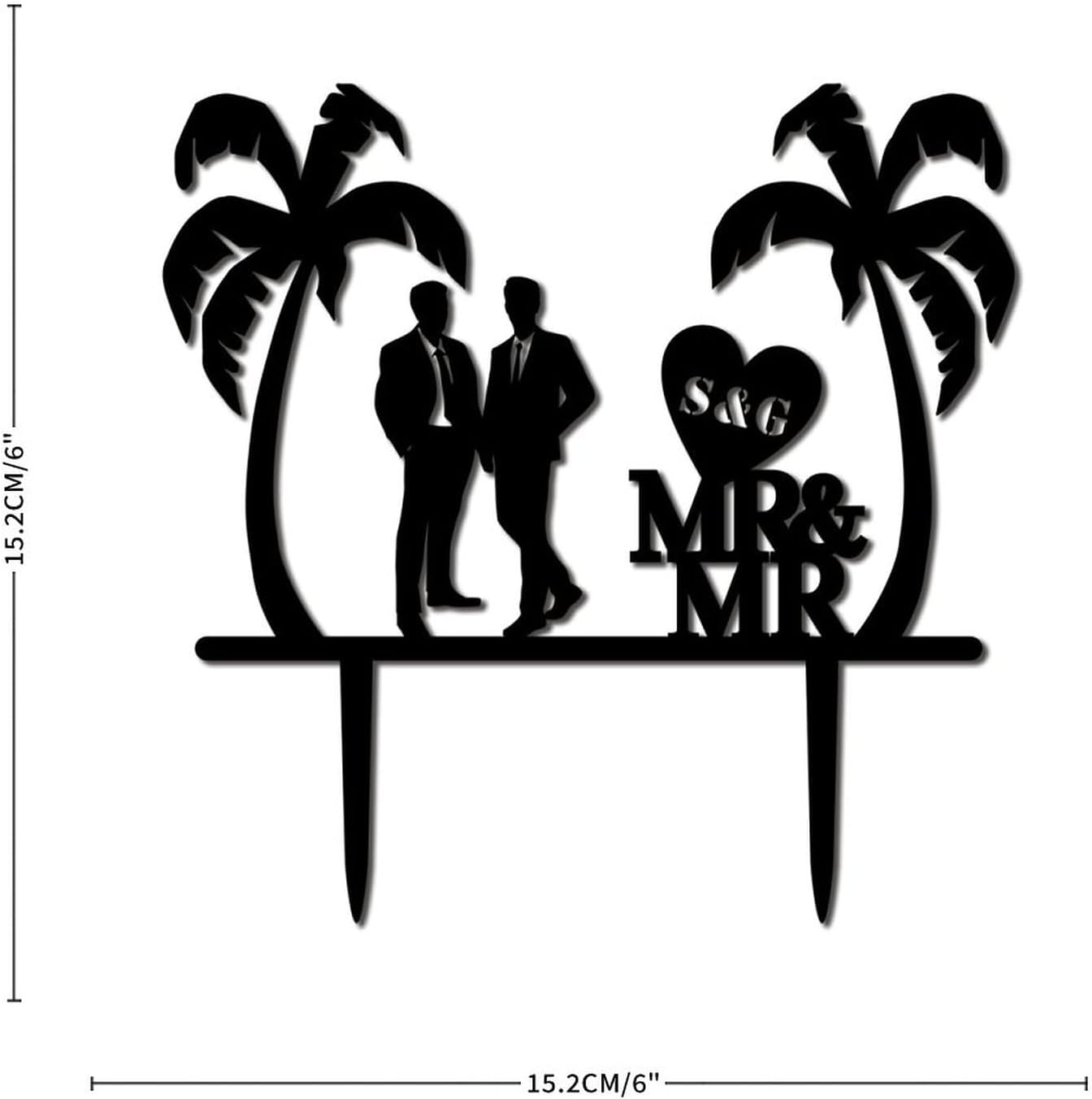 Decoración para tartas tropicales de Mr & Mr para parejas gay, regalo de boda para parejas homosexuales, decoración de cupcakes para compromiso,