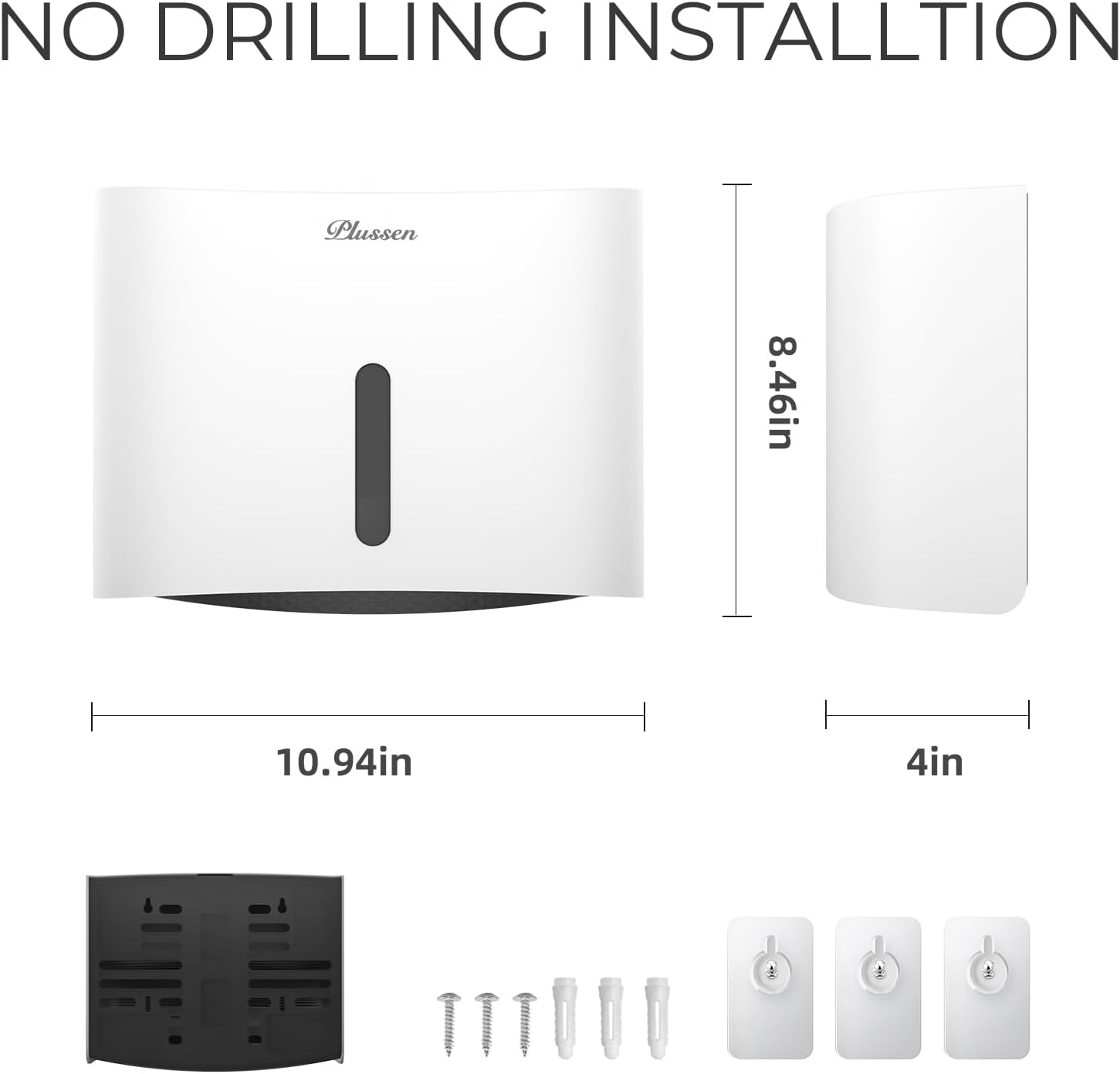 Dispensador de toallas de papel para montaje en pared, adhesivo sin perforación, multipliegue triple cfold comercial dispensador de toalla de mano,