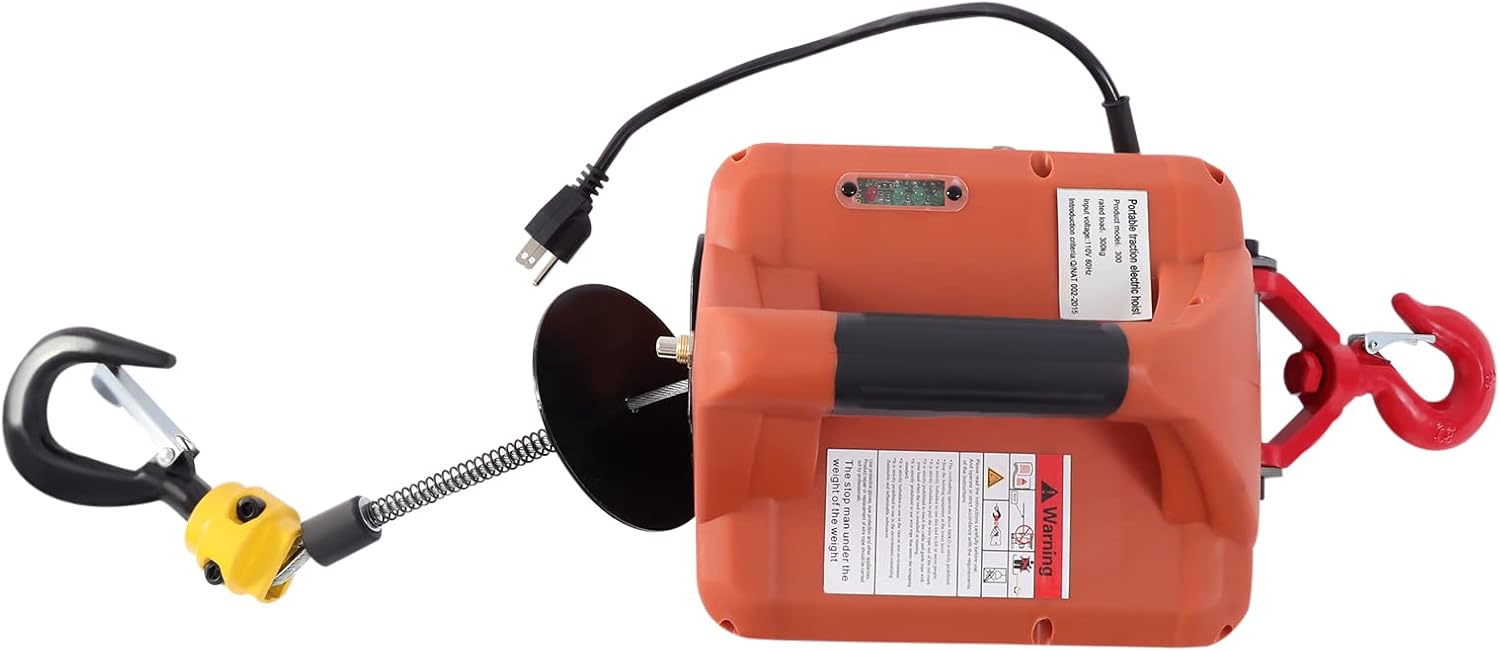 RustyVioum Cabrestante de elevación eléctrico, 440.9 lbs440 libras, cabrestantes eléctricos portátiles de alta resistencia, 1500 W, 110 V, grúa