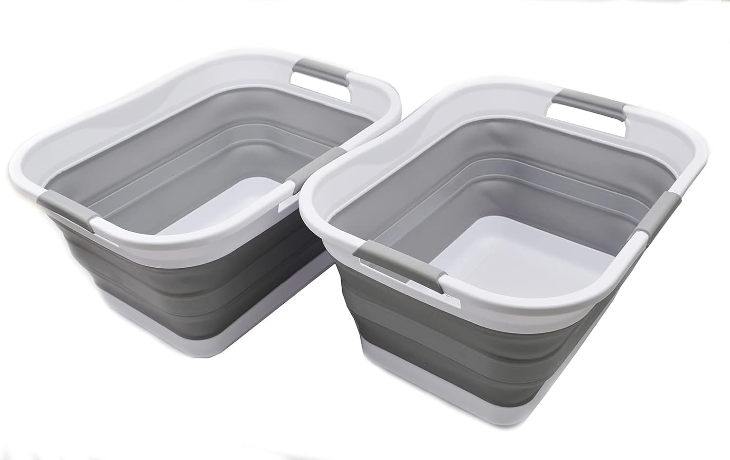 SAMMART Juego de 2-30L (8 galones) Cesta de lavandería de plástico plegable – Contenedororganizador plegable – Tina de lavado portátil, capacidad de