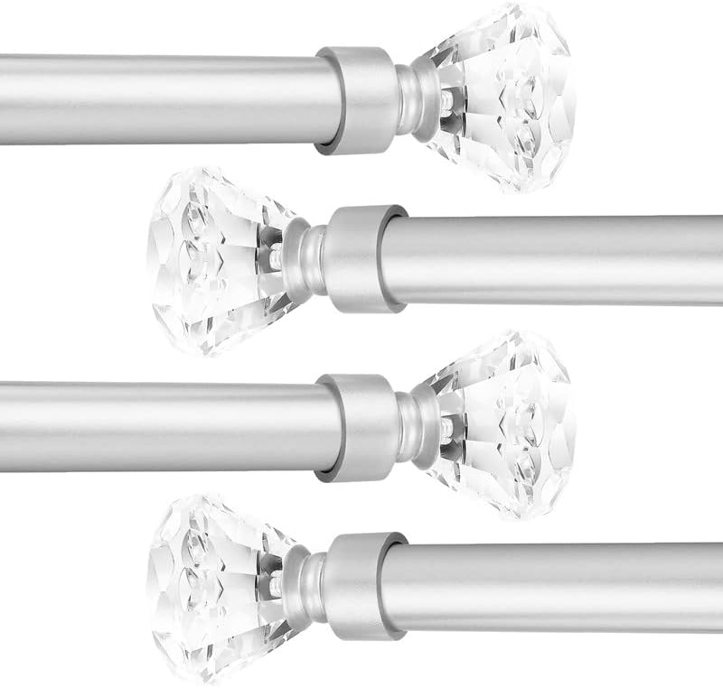 Orger Paquete de 4 cortineros decorativos de cristal de 1 pulgada de diámetro con remates de diseño de diamante, longitud ajustable de una sola