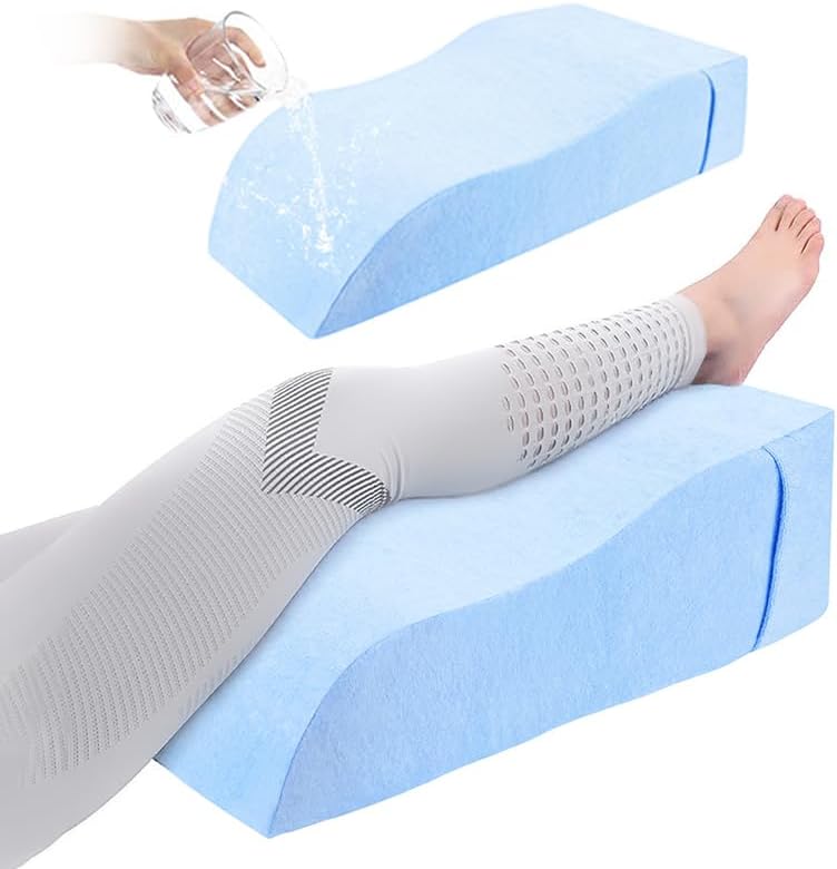 Almohada de cuña de elevación de una sola pierna, almohada de pierna poscirugía, impermeable (poliéster+TPU), almohada elevada para reposapiés para