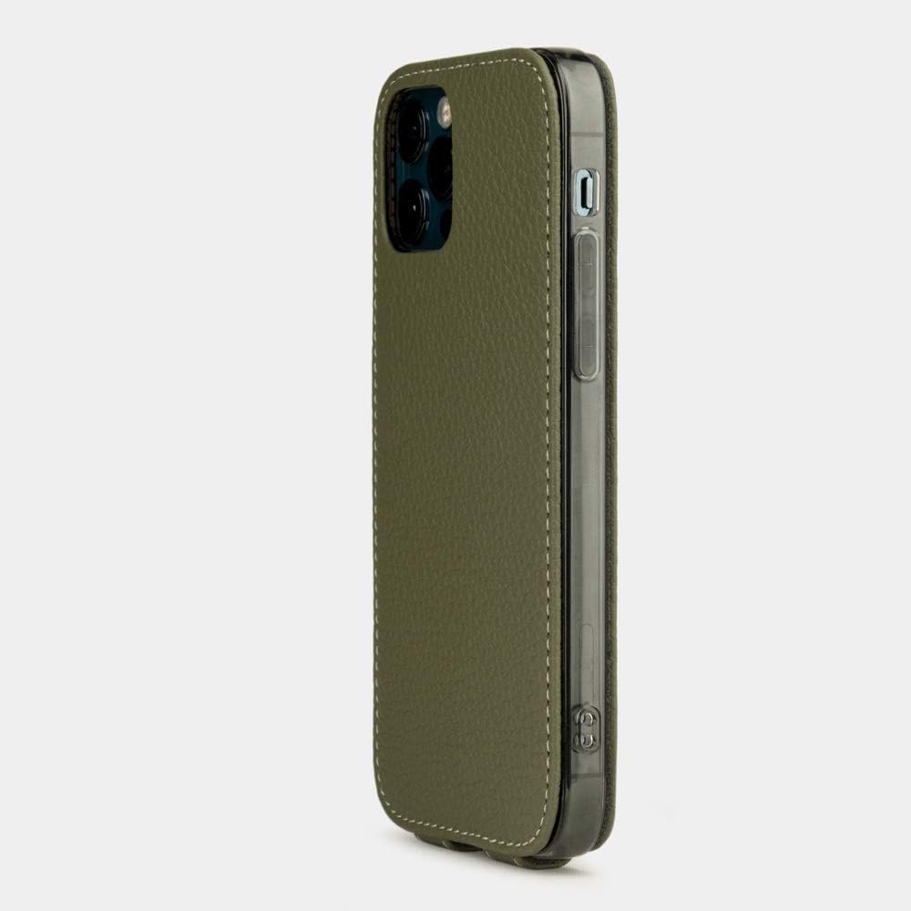 Marcel Robert – Funda de piel tipo cartera para iPhone 12 y 12 PRO – Modelo patentado – Ultra fina – Fabricada en Francia –  Verde