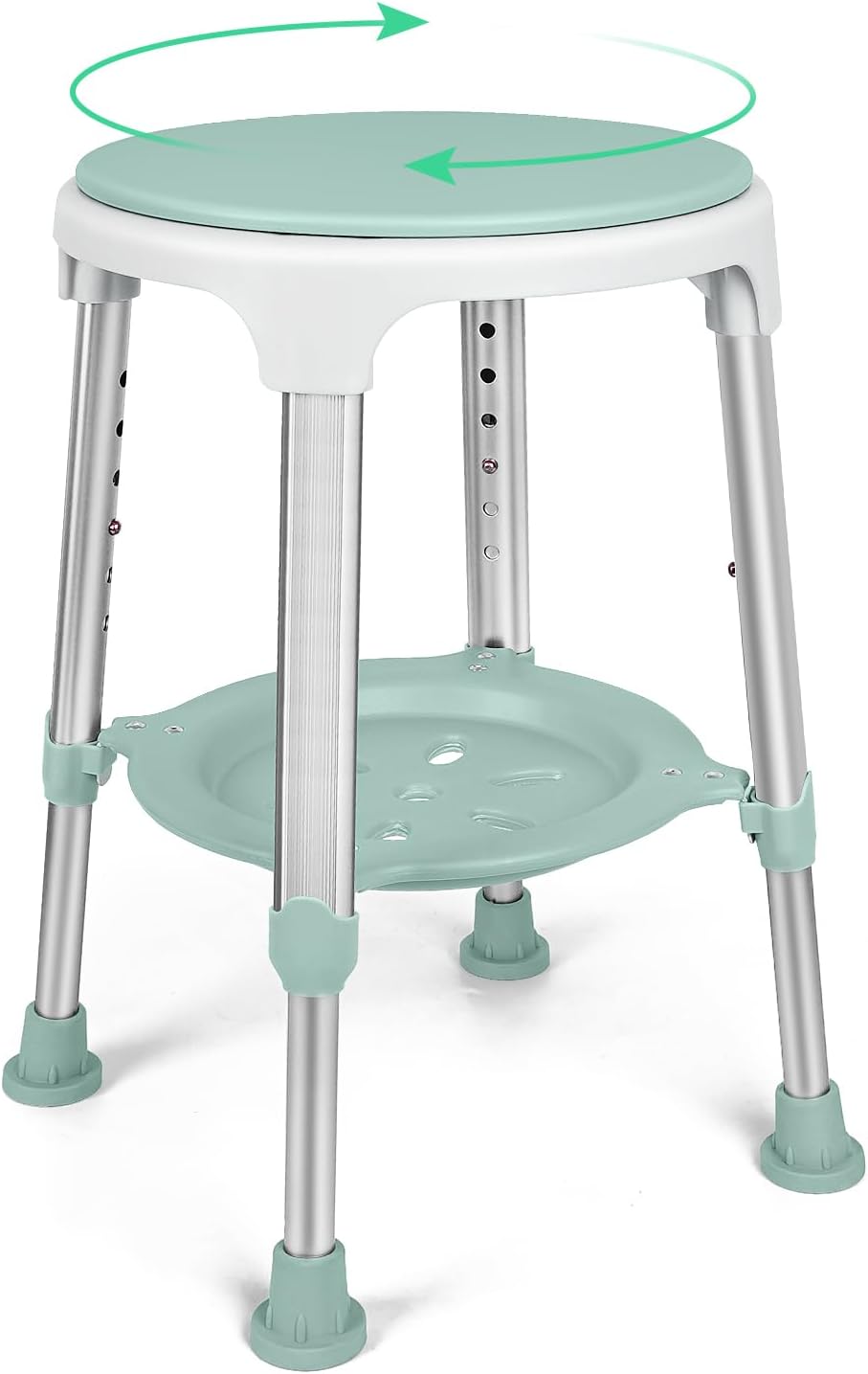LEACHOI Silla de ducha para ducha interior, taburetes de ducha giratorios de 350 libras, silla de bañera ajustable y taburete de baño con bandeja de