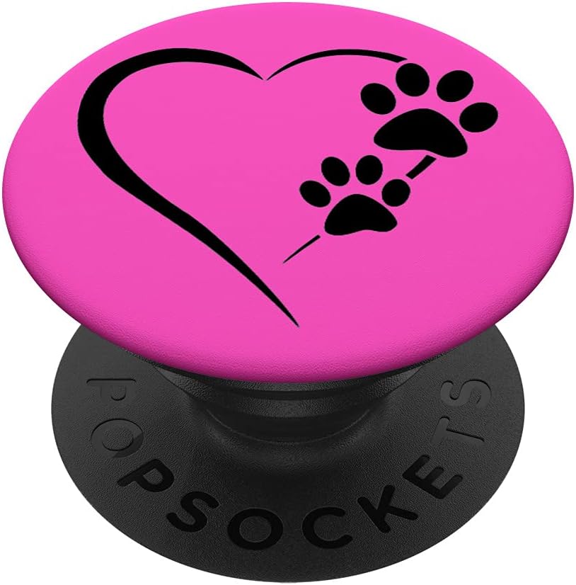 Pata de perro con diseño de corazón rojo con diseño de pata de perro, color negro