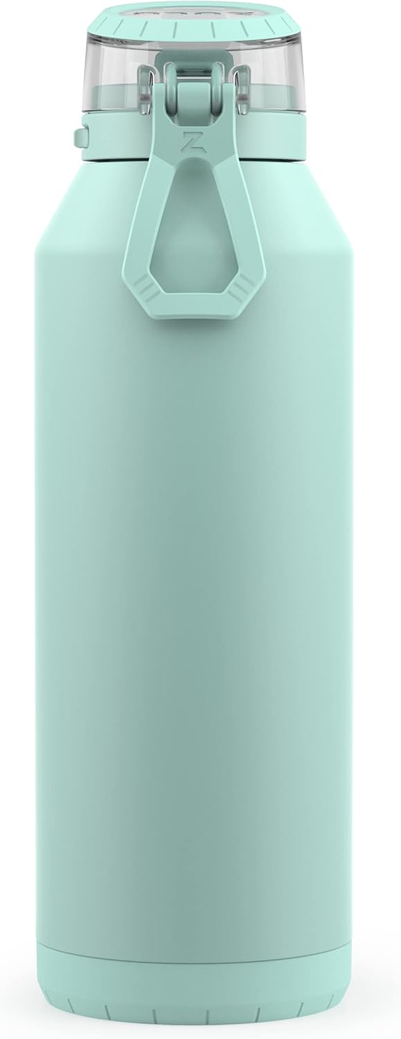 ZULU Swift – Botella de agua de acero inoxidable aislada al vacío con popote de silicona cubierto, 40 onzas (Yucca)