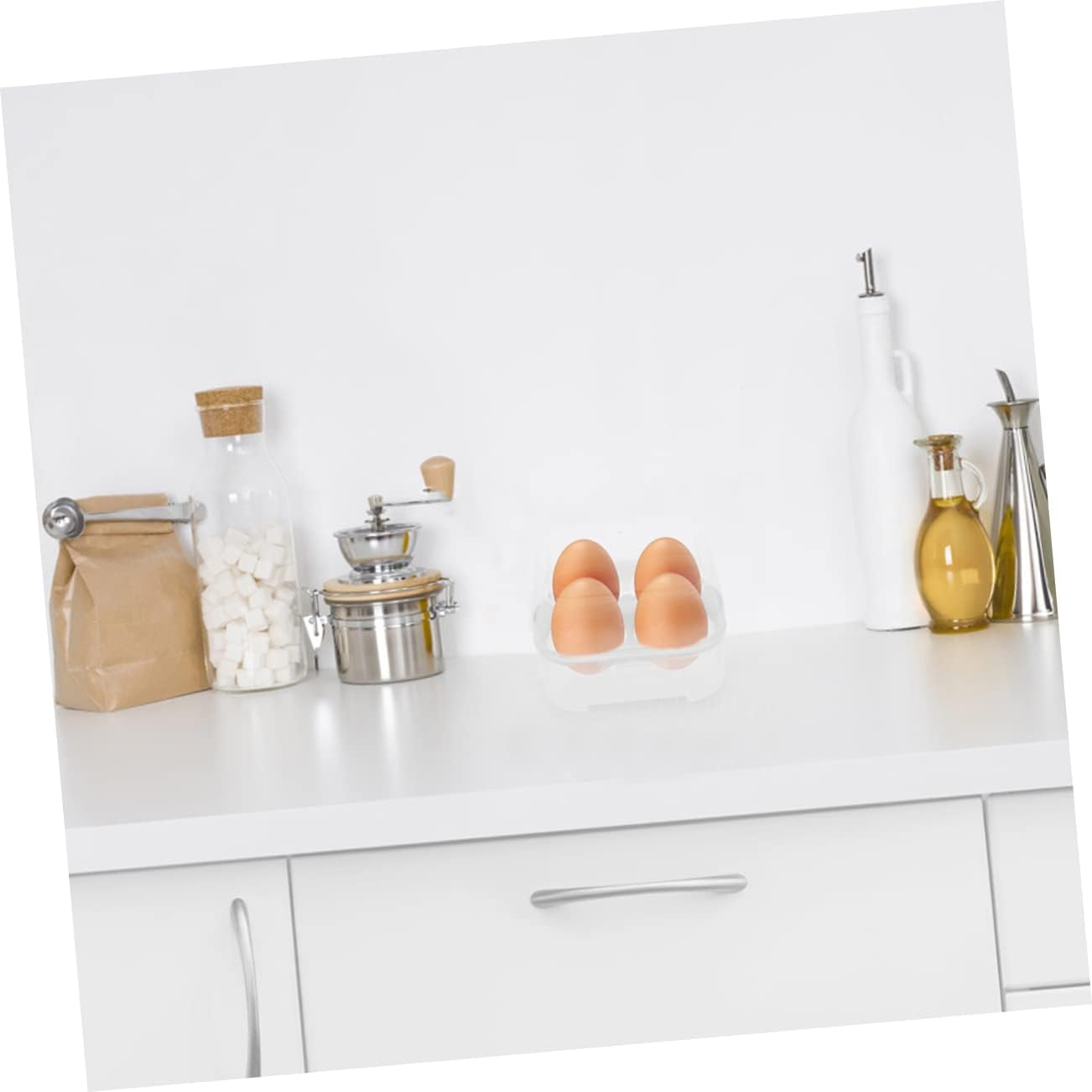 KJHBV Caja de 2 piezas de 4 cajas de almacenamiento de huevos de rejilla para acampar nevera Cartones de huevos de plástico Caja de almacenamiento