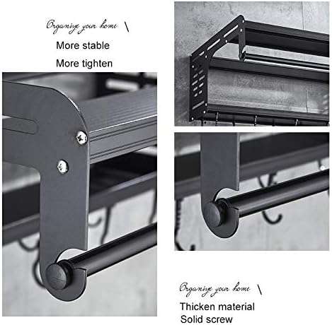 Merry Christmas – Estante multifuncional de aluminio para horno de microondas con 10 ganchos extraíbles y soporte para rollos de envoltura fresca