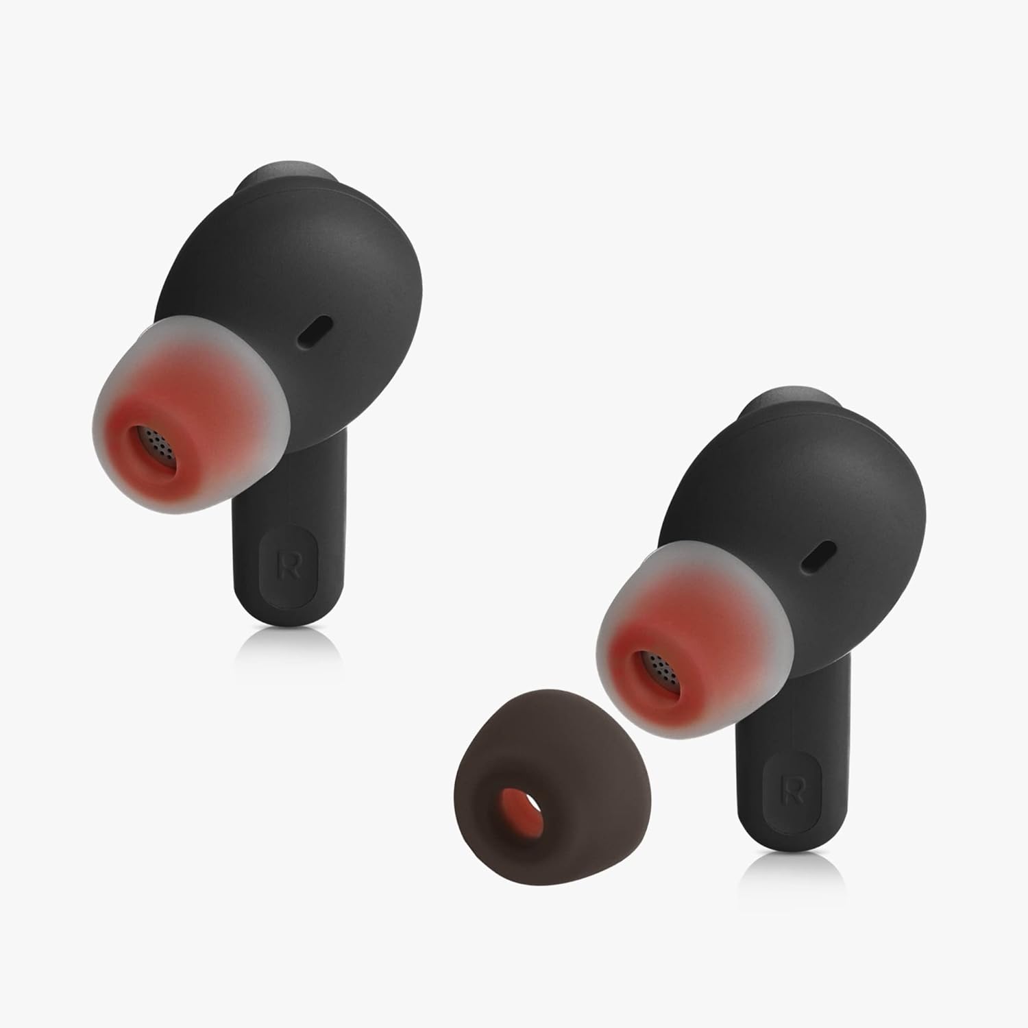 kwmobile 6 almohadillas de repuesto compatibles con JBL Tune 230 NC TWS  T230NC – Puntas de silicona para auriculares, color negro