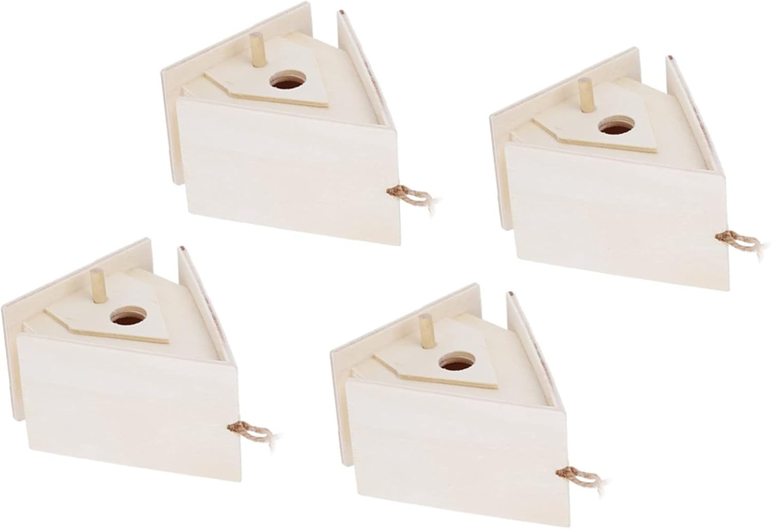Fydun 4Pcs Hanging Wooden Bird House Nests Cage Ornament Crafts for Garden Courtyard Decor 4Pcs Hanging Wooden Bird for Family