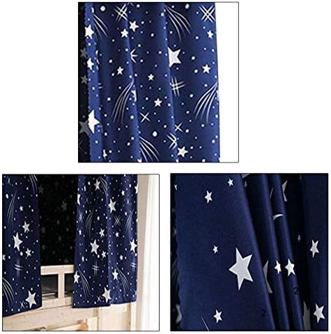 Adela Boutique Cortina de cama con estampado de estrellas, cortina de cama de tela opaca para cama individual, litera, tienda de campaña de 3 piezas