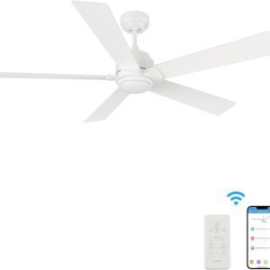 SMAAIR Ventilador de techo inteligente con luz, ventilador de techo para interiores y exteriores de 56 pulgadas con control remoto, compatible con SMAAIR Ventilador de techo inteligente con luz, ventilador de techo para interiores y exteriores de 56 pulgadas con control remoto, compatible con