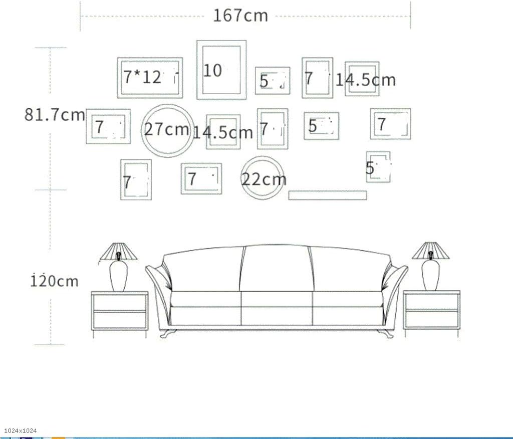 Juego de marcos, marcos de collage de galería de pared con plantilla para colgar, decoración de pared, sala de estar, dormitorio, marco de fotos de