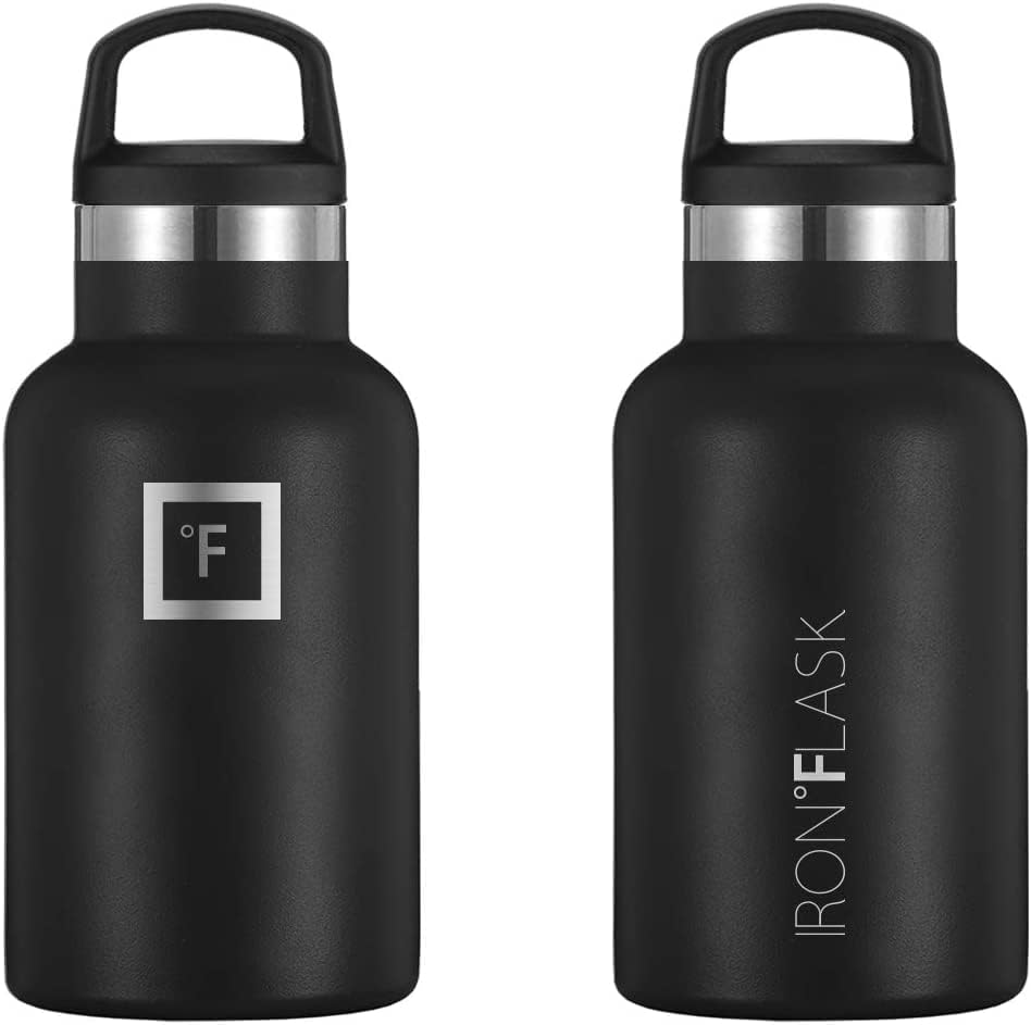 IRON FLASK – Botella de agua deportiva de 12 onzas, 16, 20, 24, 32, y 64 onzas, 3 tapas (tapa de boquilla), acero inoxidable aislado al vacío, frío,