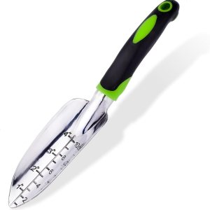 Paleta de jardín y pala ancha de mano puntiaguda con mango ergonómico antideslizante de goma suave para plantar, trasplantar, deshierbar, mover y Paleta de jardín y pala ancha de mano puntiaguda con mango ergonómico antideslizante de goma suave para plantar, trasplantar, deshierbar, mover y