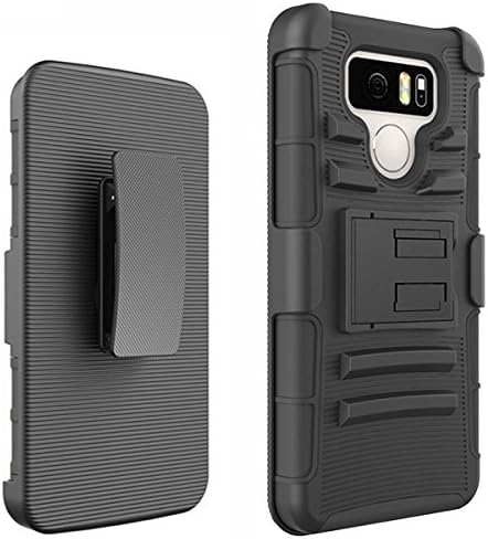 NEM Funda para LG G6, resistente, a prueba de golpes, cinturón giratorio con soporte de cuerpo completo, doble capa, protección híbrida contra