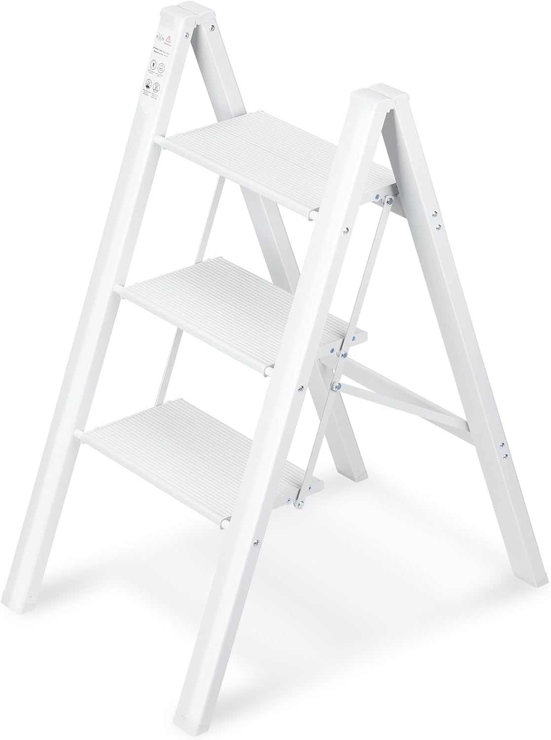 Escalera de 3 escalones, taburete plegable portátil ligero con pedal antideslizante resistente y ancho, capacidad de 330 libras, escalera de